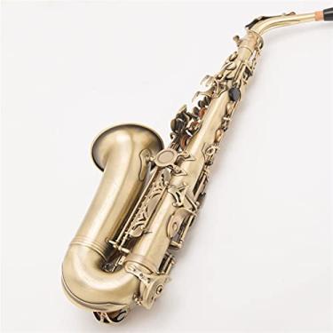 Imagem de Duto de saxofone tenor de imitação de saxofone profissional verde bronze com E Flat para estudantes adultos, kit de saxofone de latão para iniciantes
