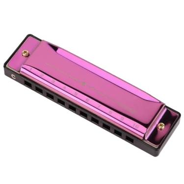 Imagem de Gaita profissional profissional de metal de 10 furos adequada para adultos iniciantes instrumento musical (roxo)