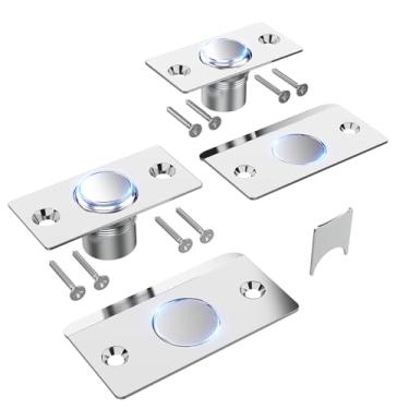 Imagem de Ferragens silenciosas para captura de esferas, ímã forte ajustável, aço inoxidável com forte sucção e placa de impacto, fácil instalação, à prova de ferrugem, para armário invisível (pacote com 2