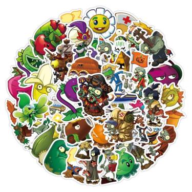 Imagem de Pacote de adesivos Plants Zombies Anime 100 unidades de desenho animado decorativo