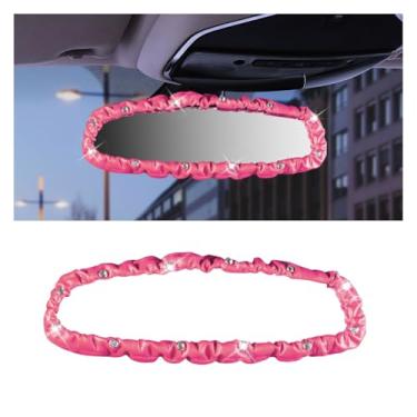 Imagem de Capa de espelho retrovisor elástico brilhante, protetor de espelho retrovisor automático de strass de cristal para carro, van, SUV, acessórios decorativos de interiores de carro para mulheres e