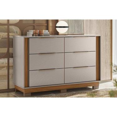 Imagem de Cômoda De Quarto Giardino C- 6 Gavetas E Pés Nogueira Touch-nude Prime - Demóbile