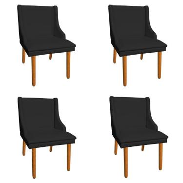 Imagem de 04 Cadeiras de Jantar Corino Pés Palito Castanho Preto