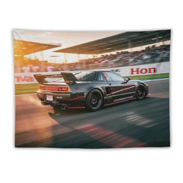 Imagem de HouLaiZhe Tapeçaria de carro Nsx Jdm pista de carro corrida esportes pendurar na parede quarto decoração de casa tapeçarias estética piquenique decoração de parede arte de parede para dormitório sala
