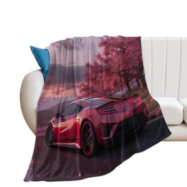 Imagem de HouLaiZhe Cobertor super macio flanela flores de cerejeira carro NSX lindos cobertores refrescantes leves para sofá-cama cadeira sofá carro viagem ao ar livre leve quente 152 x 203 cm