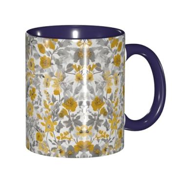 Imagem de Zeraoke Caneca de café criativa com estampa de flores amarelas, personalizadas, presente para família, tamanho de 325 ml, unissex