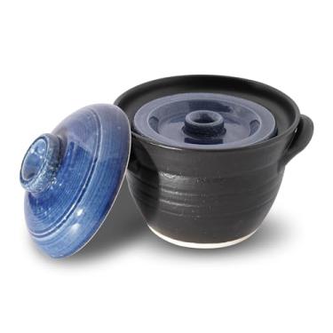 Imagem de Banko-ware Donabe Panela de Arroz Japonesa com Tecnologia de Tampa Dupla – Design Elegante Preto e Azul – Garante Arroz Fofo Sempre – Inclui Manual em Inglês – Feito no Japão (1-2 por)