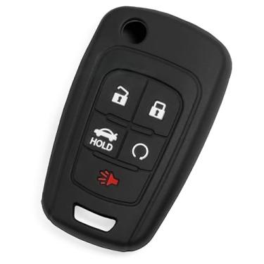 Imagem de Capa de chaveiro de silicone compatível com Chevrolet 2010-18 Equinox Camaro Malibu Cruze, Buick 2014-17 Regal Verano Crosse, GMC Terrain – Capa de borracha para chave de carro 5-B, Click&Fit Slate