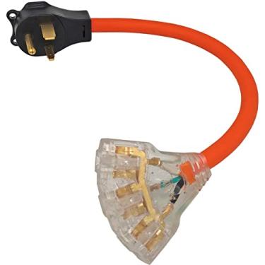 Imagem de FULLSKY Cabo Adaptador De Plugue De Soldador Fullsky Fc-6552T3A Macho Nema 6-50P 50 Amperes, Plugue Adaptador De 3 Pinos Para 5-15R Ou 5-20R Fêmea, Saída De 125 V Para Tomada Doméstica Tripla…