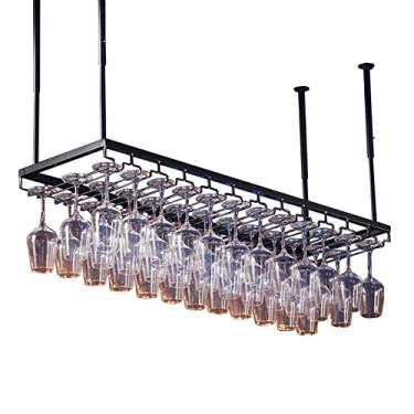 Imagem de Suporte de vinho de teto suspenso de ferro para vinho, suporte de parede de cabeça para baixo, prateleira de armazenamento para bares, restaurantes domésticos