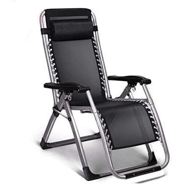 Imagem de LMJYU Poltrona reclinável dobrável resistente, poltrona G Fur, cadeiras dobráveis com gravidade zero, espreguiçadeiras reclináveis à prova d'água de metal para escritório ao ar livre