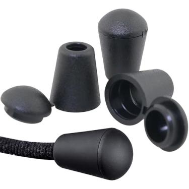 Imagem de FMHXG 30 peças de plástico paracord terminais tampas de cordão com capuz tampas de bloqueio 5 mm pequenos furos roupas ajustadores de cordão para cadarços para animais de estimação mochilas tendas