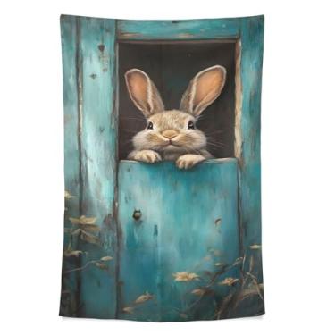 Imagem de STAYTOP Tapeçaria de parede de coelhinho da Páscoa, tapeçarias para decoração de casa, dormitório, sala de estar, quarto, tapete de parede (60 × 51 pol.)