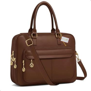 Imagem de Bolsa Pasta Maleta Notebook Laptop Executiva Feminina Masculina Com Alça Transversal Alto Padrão (Marrom)