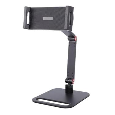 Imagem de Asixxsix Suporte de comprimido dobrável, 360° rotativo ajustável suporte de telefone de área de trabalho Suporte portátil do monitor com base estável Compatível com telas de
