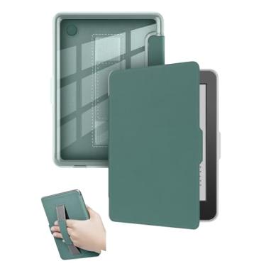 Imagem de Capa para eReader Kobo Clara Color/Clara BW/Clara 2E eReader de 15 cm com alça de pulso e hibernar/despertar automático, à prova de choque e resistente a arranhões (verde escuro)