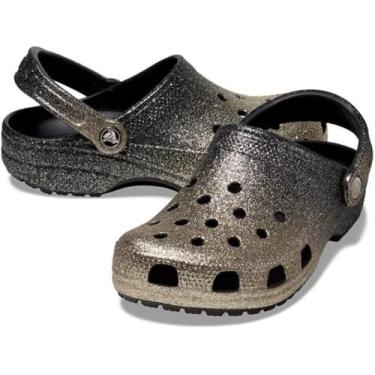 Imagem de Croc Versátil Confort, Leve, Respirável, Antiderrapante, com Alça Traseira, Uso Casual glitter preto