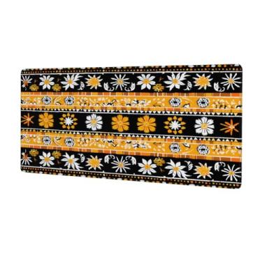 Imagem de Tapete de rato de flor asteca étnica grande impermeável tapete protetor de mesa estendido para computador tapete de base de borracha antiderrapante para escritório, computador, teclado, laptop e mesa