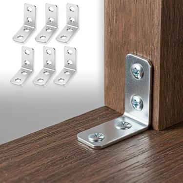 Imagem de 11 suportes de ângulo reto, suportes em L para madeira, suporte de 90 graus, suportes de canto de metal resistente para fixação de móveis de prateleiras de madeira (3 x 1,3 cm)