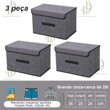 Imagem de Caixa Organizadora com Tampa para Gaveta em TNT – Organizador de Roupas Íntimas Empilhável Multiuso(3caixa de armazenamento)