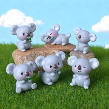Imagem de 6 peças Koala Fairy Garden DIY estatuetas acessórios para micro paisagem bonsai artesanato decoração de mesa jardim de fadas