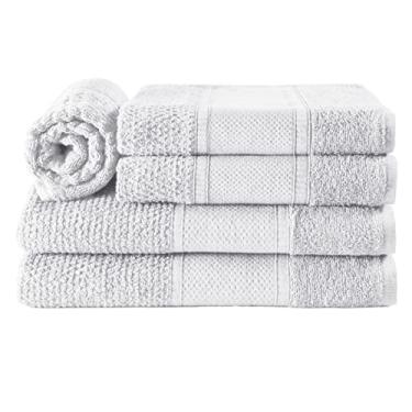 Imagem de Dianneli Jogo de Toalhas Noblesse 5 Peças, 100% Algodão, Relevo em Flocos, 400g/m², 2 Banho 70x140cm, 2 Rosto 50x80cm, 1 Piso 50x70cm (Branco)