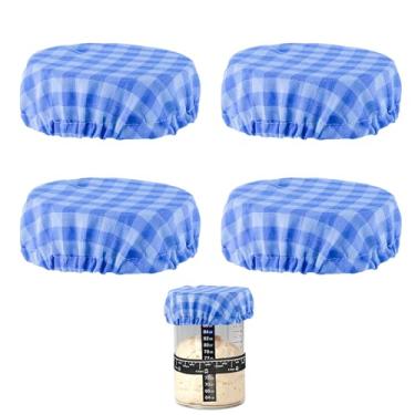 Imagem de TERESRY Pano de cobertura de pote para iniciantes Sourdough, capas de linho reutilizáveis para recipiente de iniciação de fermento, capas de tecido respirável para frascos de pedreiro, boca larga e