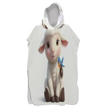 Imagem de Joisal Poncho de surfe para adultos trocador de roupão toalha com capuz floral reutilizável masculino feminino poncho com capuz estampa de ovelha fofa