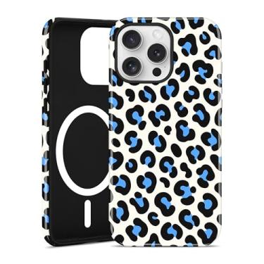 Imagem de Jusy Capa de telefone compatível com MagSafe com estampa de leopardo para iPhone 16 Pro, capa protetora de TPU macio magnético de luxo moderno e policarbonato rígido para mulheres e meninas - leopardo