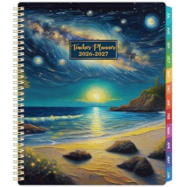 Imagem de Planner para professores 2025-2026 - 2025-2026, 23 x 28 cm, julho de 2025 - junho de 2026, livro de plano de aula semanal e mensal para professores com bolso traseiro, abas coloridas