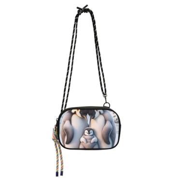 Imagem de TSENQUE Bolsa pequena para mulheres, bolsas transversais, bolsas de ombro para viagem, pochete para celular, pinguins, família, fofas
