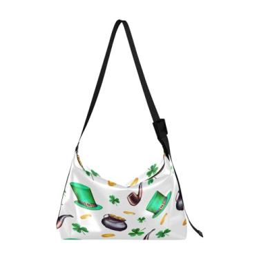 Imagem de GAIGEO Bolsa de ombro masculina de couro Arrow to the Heart on Valentine's Day, bolsa de ombro transversal de couro com zíper, Aquarela Dia de São Patrício, One Size