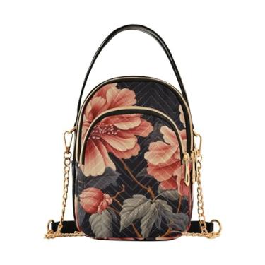 Imagem de Bolsas transversais pequenas de neve azul com árvore de Natal e flocos de neve para mulheres modernas e leves, Flores grandes pintadas - 3, One Size