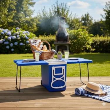 Imagem de Caixa Térmica 32L Multifuncional 3 em 1 com Mesa e Rodinhas – AzuI Leve Praticidade Conforto Estilo Para Qualquer Ocasião Leve praticidade, conforto e estilo para qualquer ocasião!