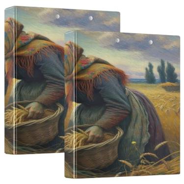 Imagem de Fichário feminino de ouro Harvest Field, comporta 200 folhas, 2 fichários de escritório