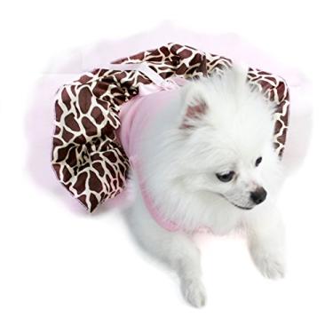 Imagem de Petitebella Roupas para filhotes de cachorro vestido rosa claro algodão top girafa tutu animal roupa (pequeno)