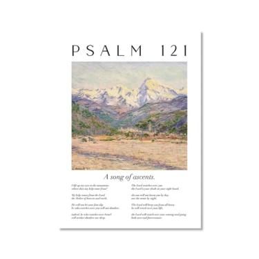 Imagem de Coleção de Salmos das Escrituras Monet Van Gogh Famosa Pintura em Aquarela Impressão Verso da Bíblia Pôster em Tela Decoração de Parede de Casa Cristã (SKU1,50.8x76.2 cm = (50x75cm), sem moldura)
