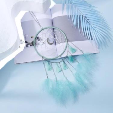 Imagem de Dreamcatcher sino de vento verde borla lua design para varanda quarto e estudo decorativo uso