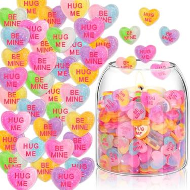 Imagem de Whaline 240 peças de enchimento de vaso de coração para dia dos namorados, decoração gradiente, colorido, conversa, arranjo floral, peça central de acrílico para festa, casa, mesa, vela flutuante