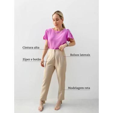 Imagem de Calça Alfaiataria Reta Feminina BETINA, G, Chumbo