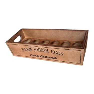 Imagem de predolo Organizador de mesa empilhável para ovos de madeira, cesto de armazenamento para supermercado, restaurante e casa de campo.