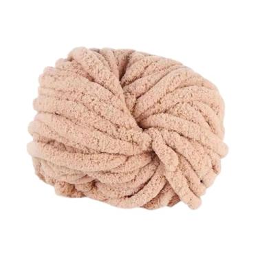 Imagem de Esquirla Fio de chenille grosso para tricô manual, macio, 2 cm, ideal para chapéus, tecelagem, mantas, camas e cercas, Chá com Leite