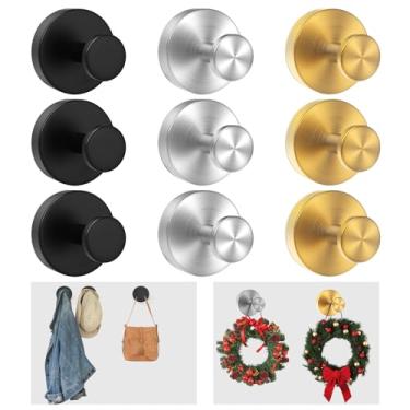 Imagem de Pacote com 9 ganchos de ventosa para chuveiro, sem broca, à prova d'água, ganchos de sucção de aço inoxidável para banheiro, janela de vidro, cozinha, espelho, azulejo, para pendurar toalha, bucha