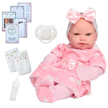 Imagem de Boneca Reborn Realista Larinha Roupa Nuvem Com Kit Itens