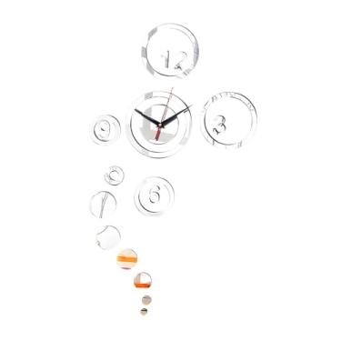 Imagem de Generic Relógio de parede geométrico, relógio de pendurar, números arábicos de fácil leitura, silencioso, sem -taque, ideal para bar, banheiro, Prata