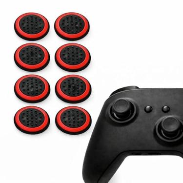 Imagem de Kit 8 Grip Protetor Analógico Borracha Silicone para Controle Gamer, Compatível com PS3 PS4 PS5 (Vermelho)