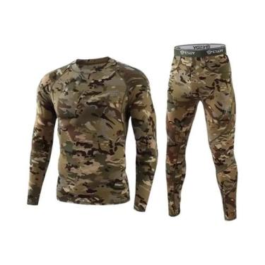 Imagem de Conjunto De Roupa Térmica Masculina De Compressão Em Fleece De Secagem