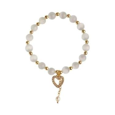 Imagem de Pulseira De Cristal De Pérola Branca Opal Para Mulheres, Joia De Moda 