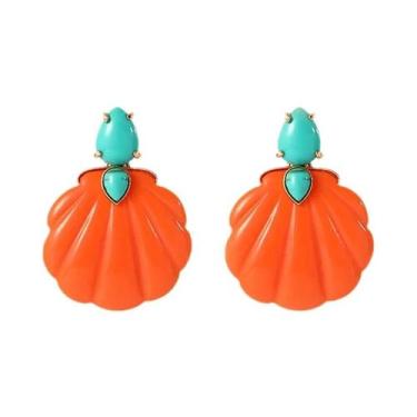 Imagem de Brincos Grandes De Casca De Coco Para Mulheres, Joias De Moda Em Resin