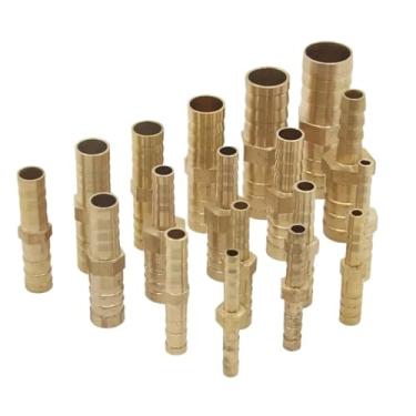 Imagem de Mangueira reta redutora de latão de 2 vias redutora de encaixe de tubo farpado redutor de cobre adaptador de conector para ar combustível gás água (farpa de 16 mm-19 mm)